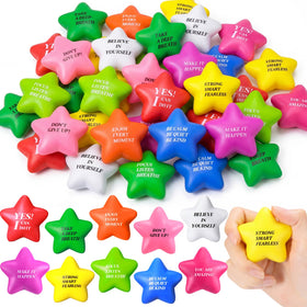 Sratte star stress balls bulk in assorted colors for sharing and stress relief.