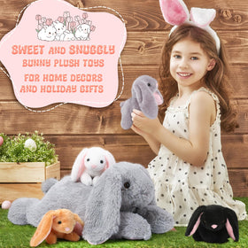 Sratte bunny plush close up shows soft plush fabric texture