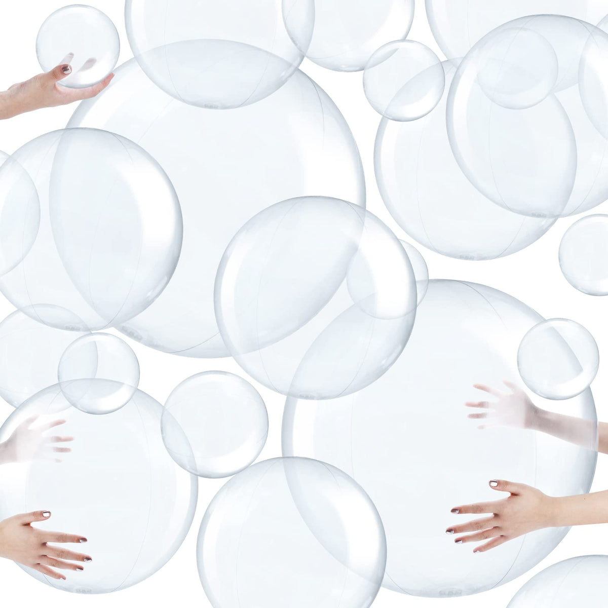 Sratte clear inflatable beach ball 24 inch, ideal for sunny pool parties and vibrant visuals.