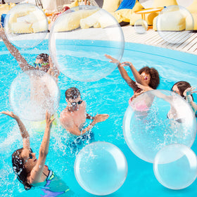 Sratte clear inflatable beach ball 24 inch, durable PVC for reusable summer fun.