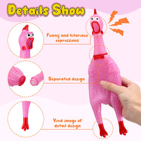 Sratte durable rubber chicken toy close-up shows sturdy material for long-lasting play
