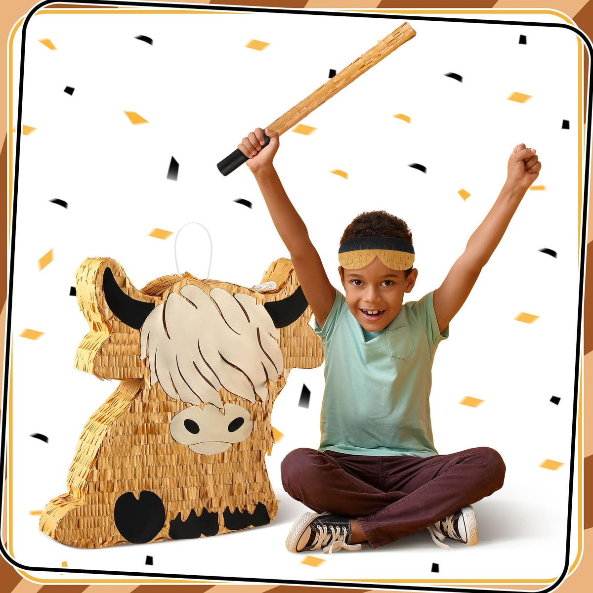 Sratte Highland Cow pinata confetti for festive rewards.