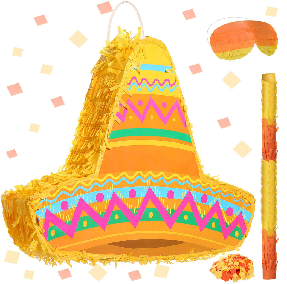 Sratte Mexican pinata front view with festive sombrero design for Cinco de Mayo