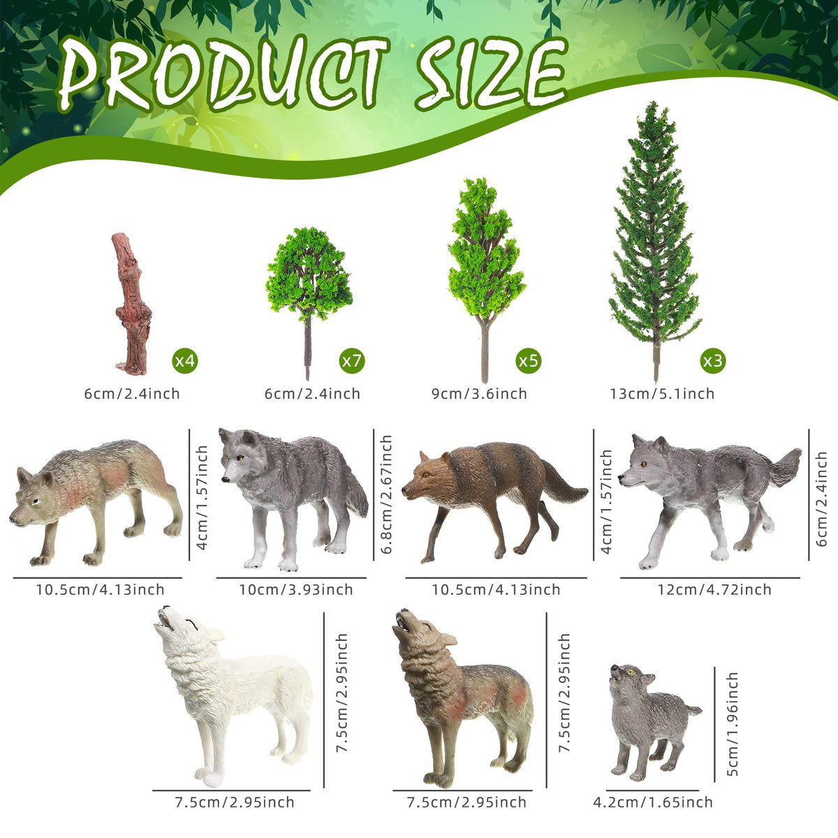 Sratte mixed wolf figurines display with varied poses for dioramas