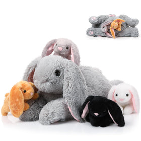 Sratte mommy bunny plush 18 inch with back zipper for interactive reveal