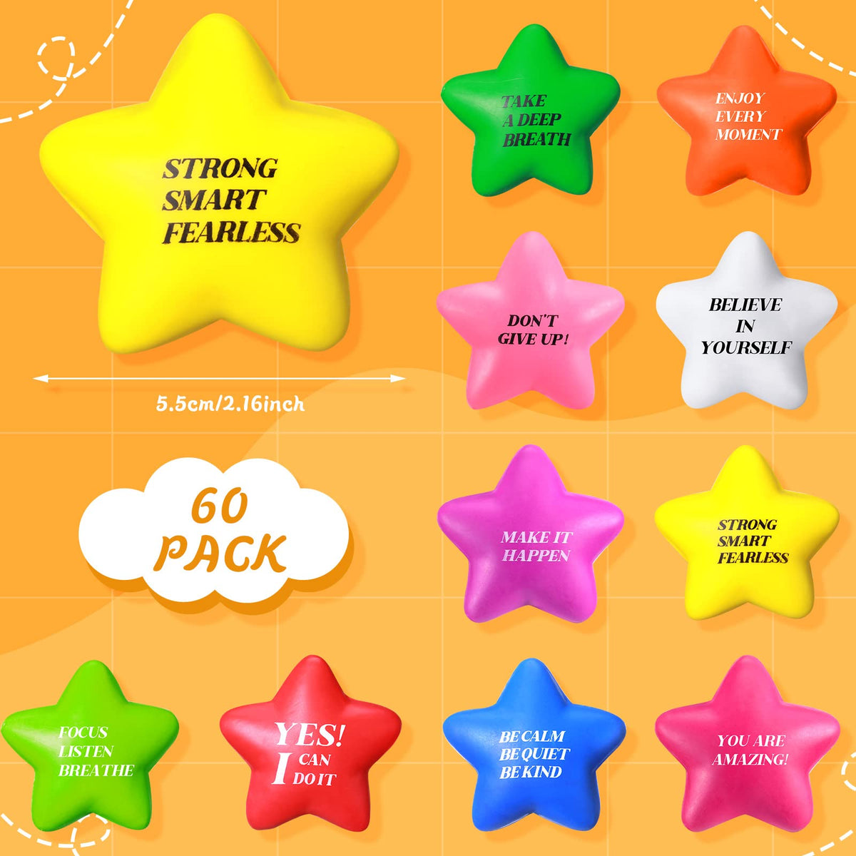 Sratte motivational quotes star ball highlighting positive thoughts during work.
