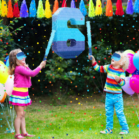 Sratte pinata number 6 blindfold and stick included for classic play.