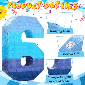 Sratte pinata number 6 filled with candies for party fun.