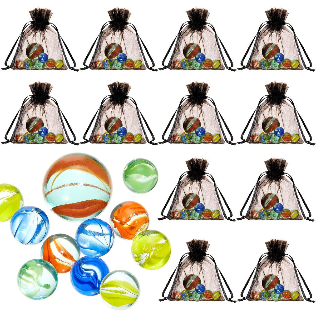 Sratte pack12 marble game sets with bag for family fun indoors