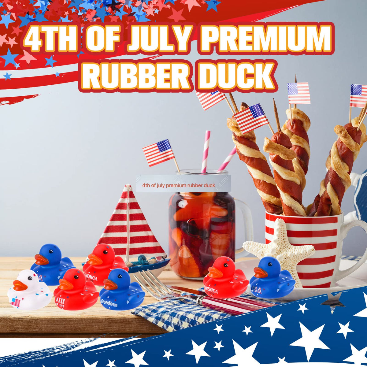 Sratte patriotic ducks ideal as gifts and party decor for guests.