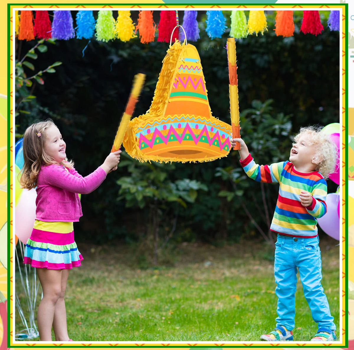 Sratte pinata filled with candy and confetti for excitement