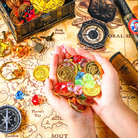 Sratte pirate gold coins add authentic sparkle to treasure displays and games.