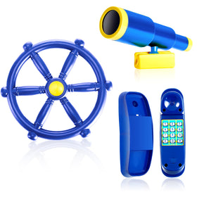 Sratte blue ship wheel playground accessory boosts imaginative play for kids.
