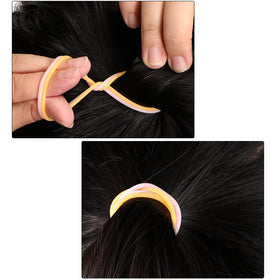 Sratte silicone bracelet doubles as a lightweight hair tie for quick styling.