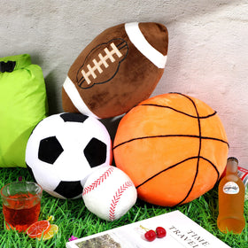 Sratte soft plush throw pillow set, four sporty shapes.