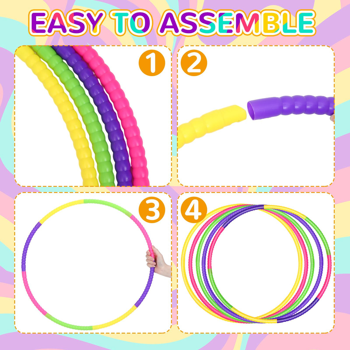 Sratte yellow hoop demonstrates quick snap clamps for easy assembly.