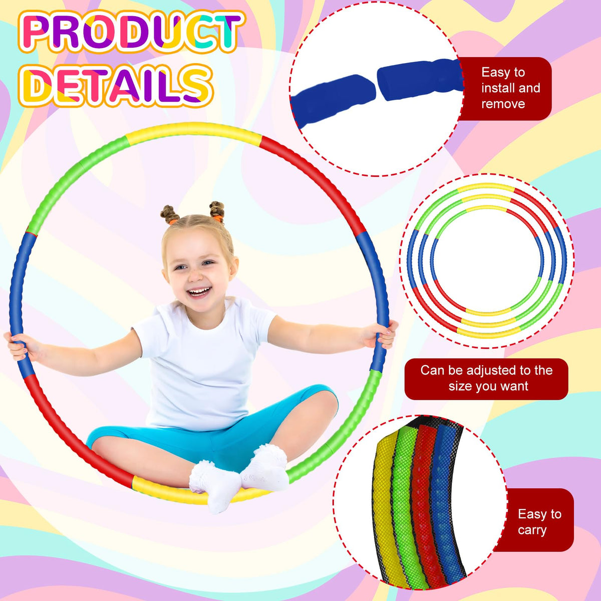 Sratte detachable hoop with eight-block design enabling quick size adjustments.