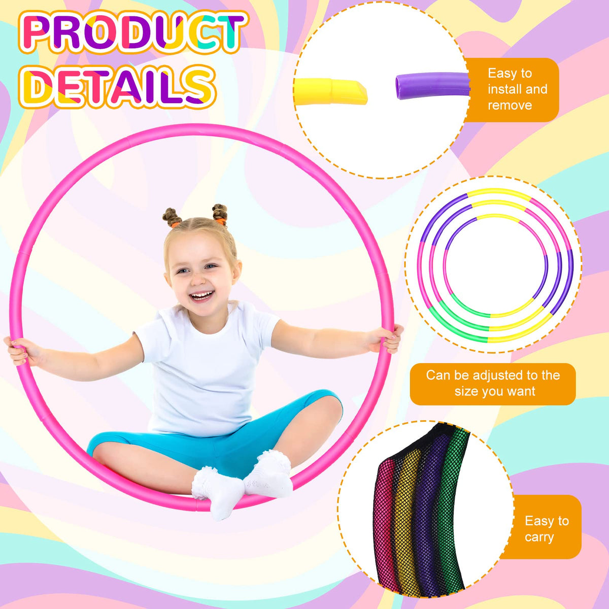 Sratte toy hoop with colorful blocks enabling easy color-coded setup