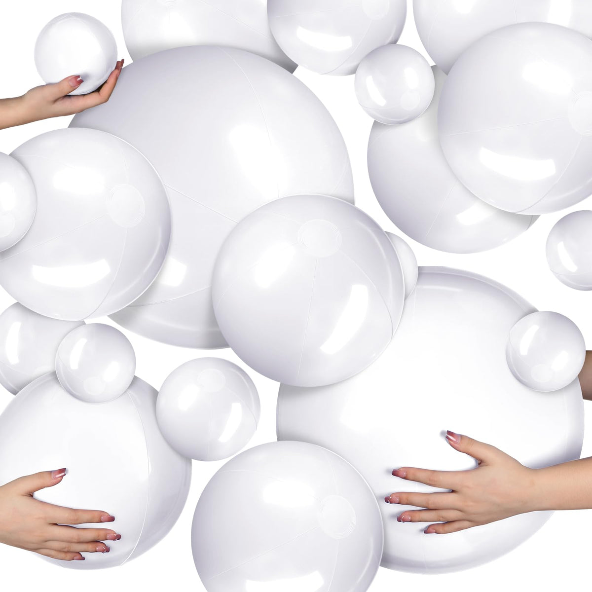 Sratte white 24in inflatable beach ball for large pool play and beach fun