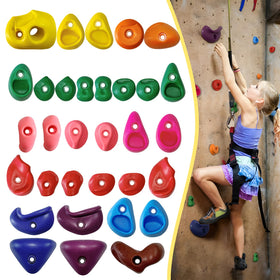 SREHRLY 32-piece rock wall holds kit displayed for indoor climbing fun