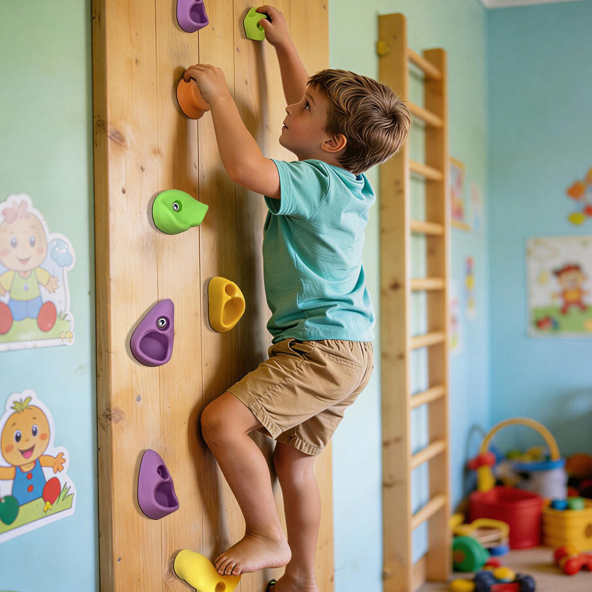 SREHRLY kid-friendly holds design supports safe, imaginative play.
