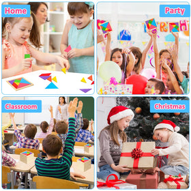 SRENJU SINU tangram puzzle makes birthday party gifting fun and portable.