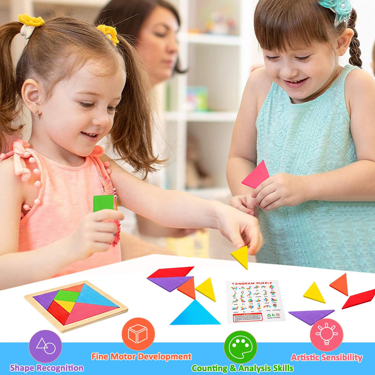 SRENJU SINU tangram puzzle kids party favor, perfect for goodie bags.