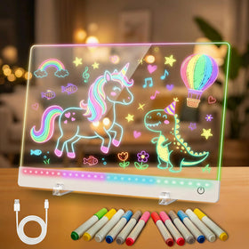 SROT rechargeable LED drawing board with 17-inch anti-scratch surface for mess-free doodling.