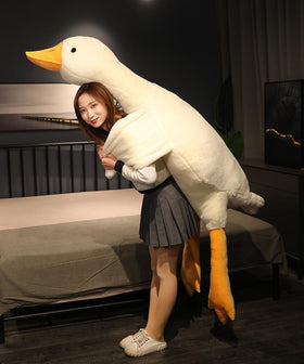 Srutirbo goose plush decor enhances a bedroom or kids' room.