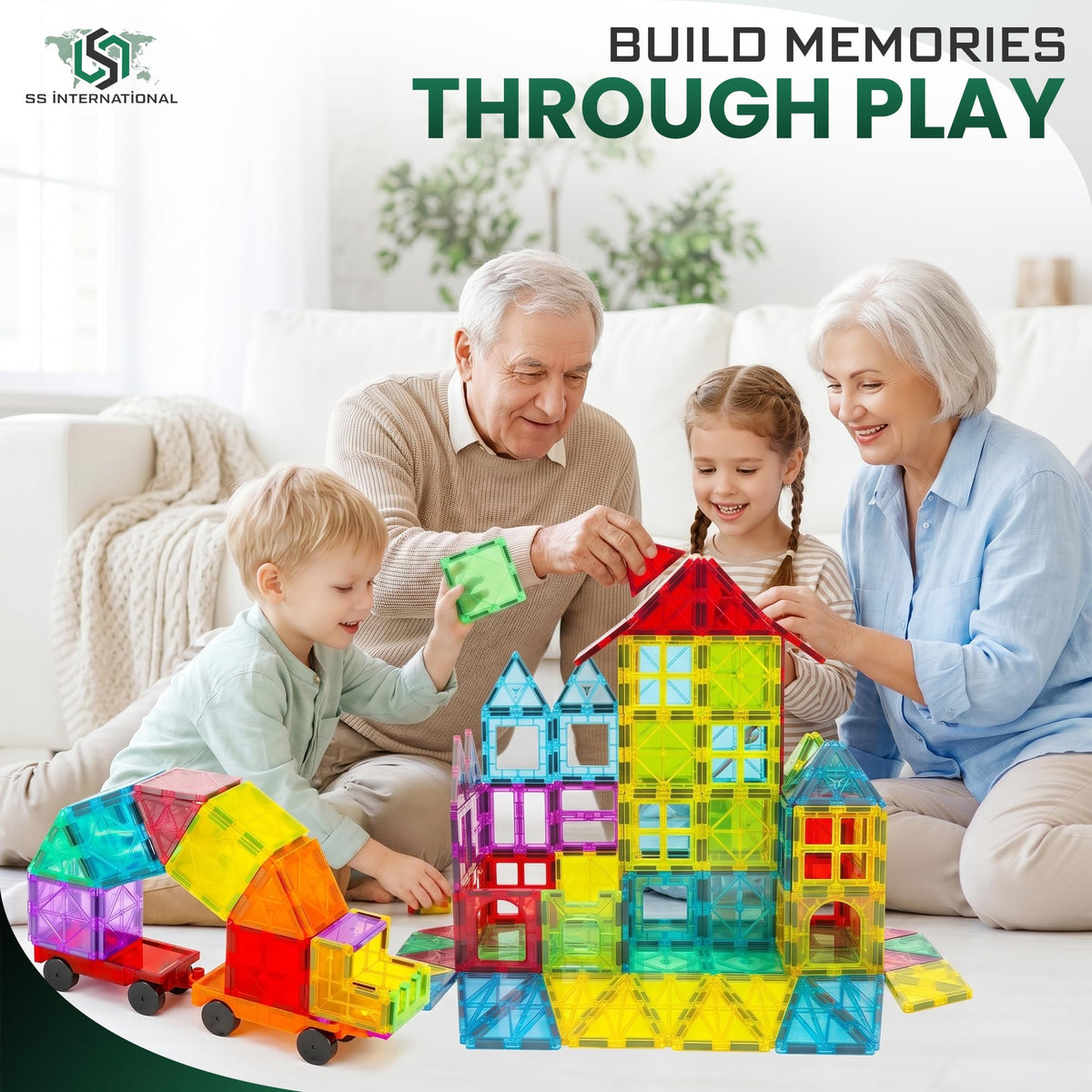 SS INTERNATIONAL magnetic tiles STEM learning toy for preschoolers and toddlers