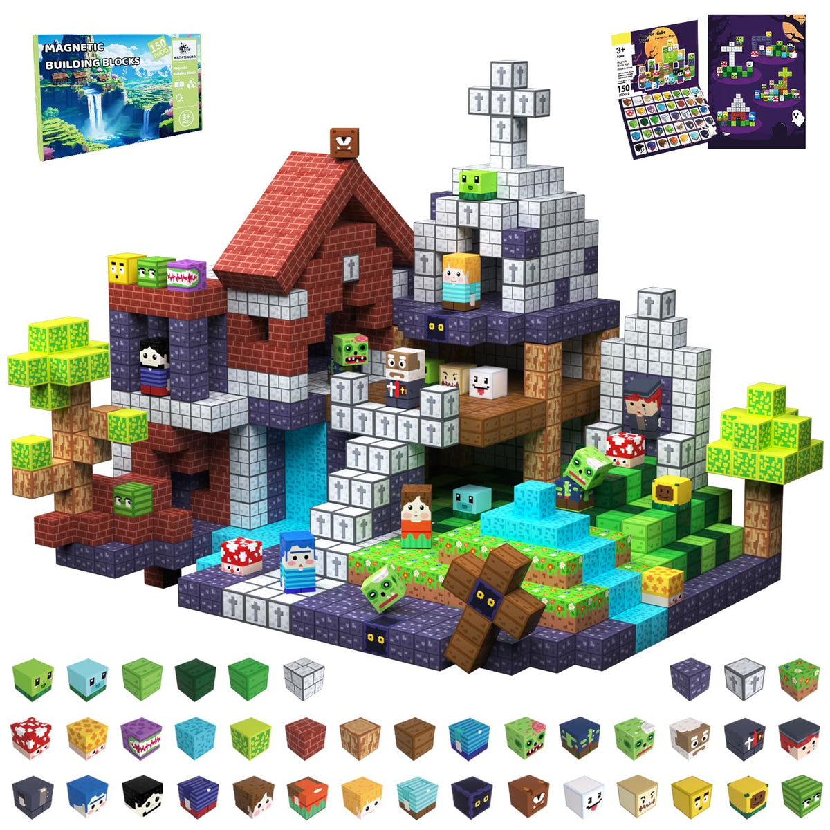 SSAWER 150pcs magnetic building blocks for kids with bright colors and safe design.