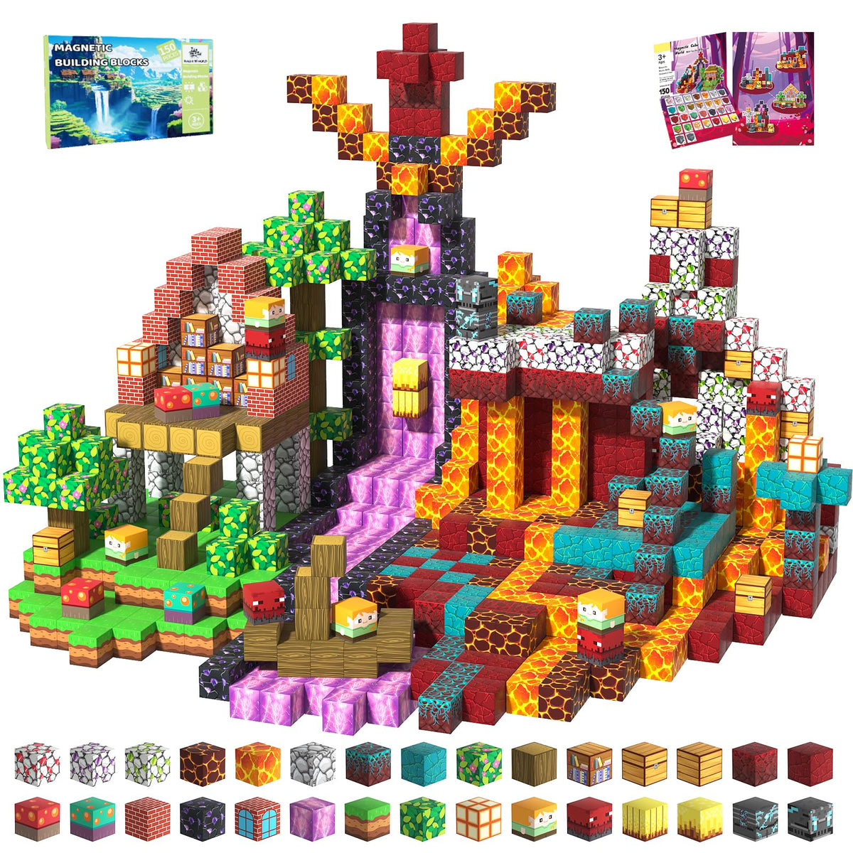 SSAWER 150pcs magnetic blocks for kids' creative building and STEM play