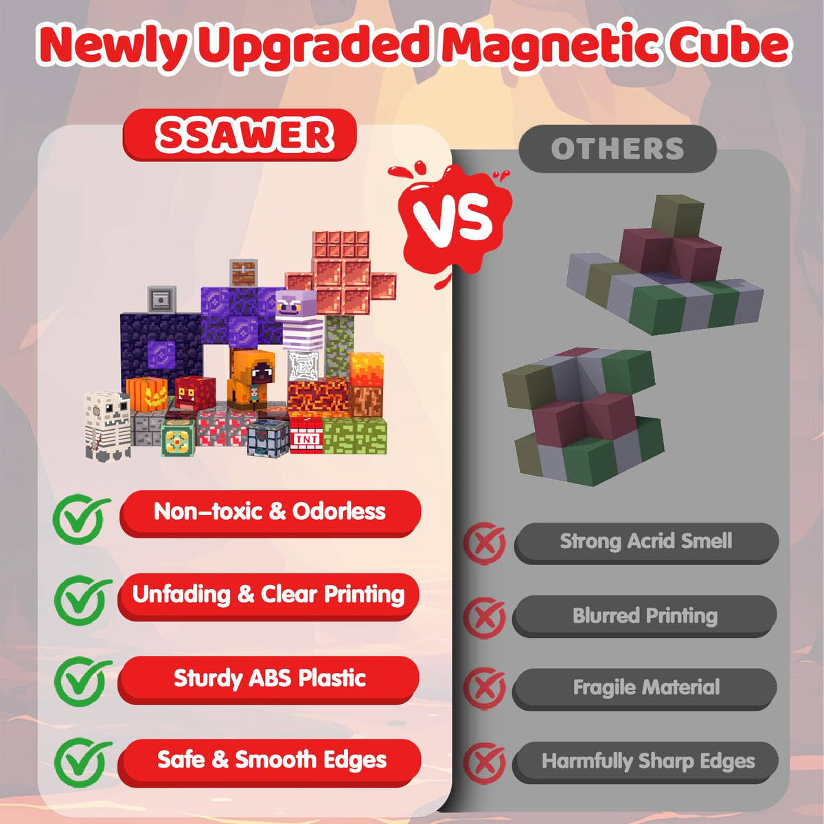 SSAWER durable ABS plastic blocks safe for ages 3 and up