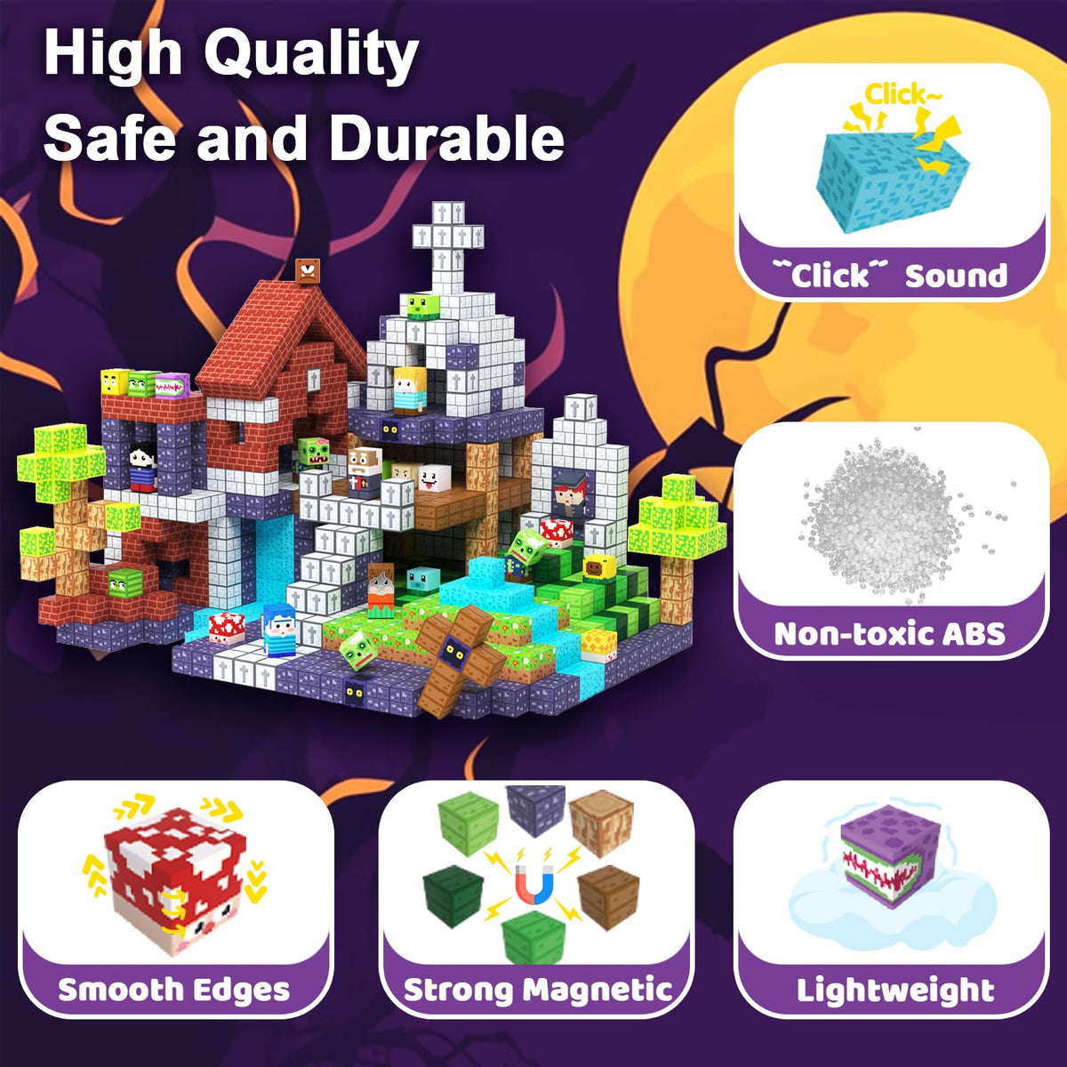 SSAWER ABS plastic magnetic blocks offer durable, safe construction for beginners.