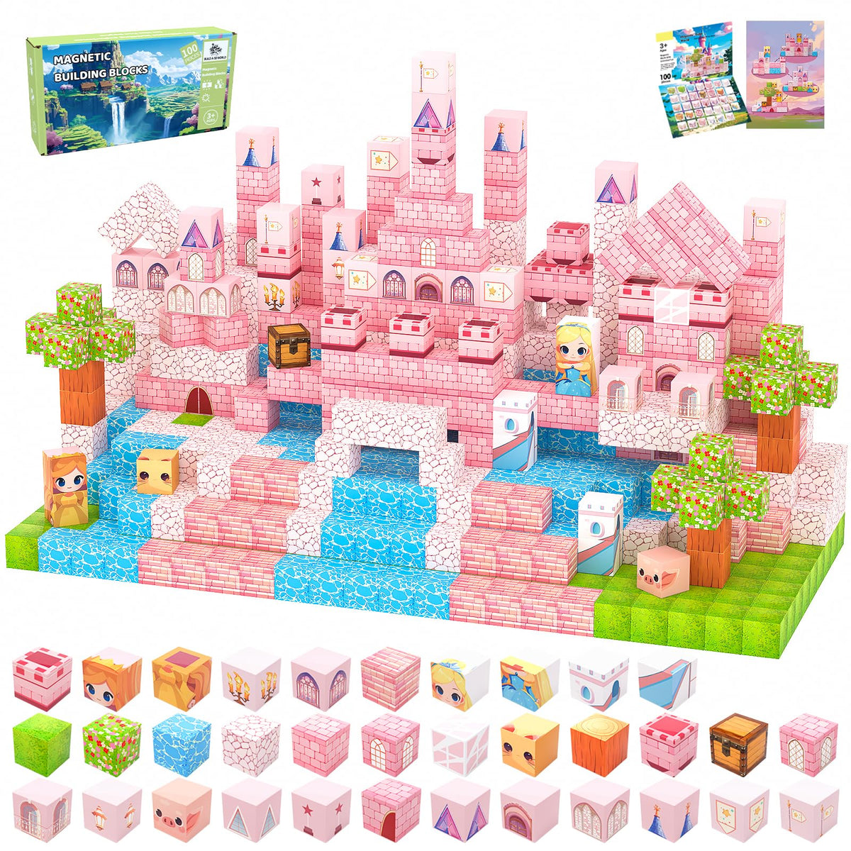 SSAWER magnetic blocks 100pcs in bright colors boost creativity and focus during play