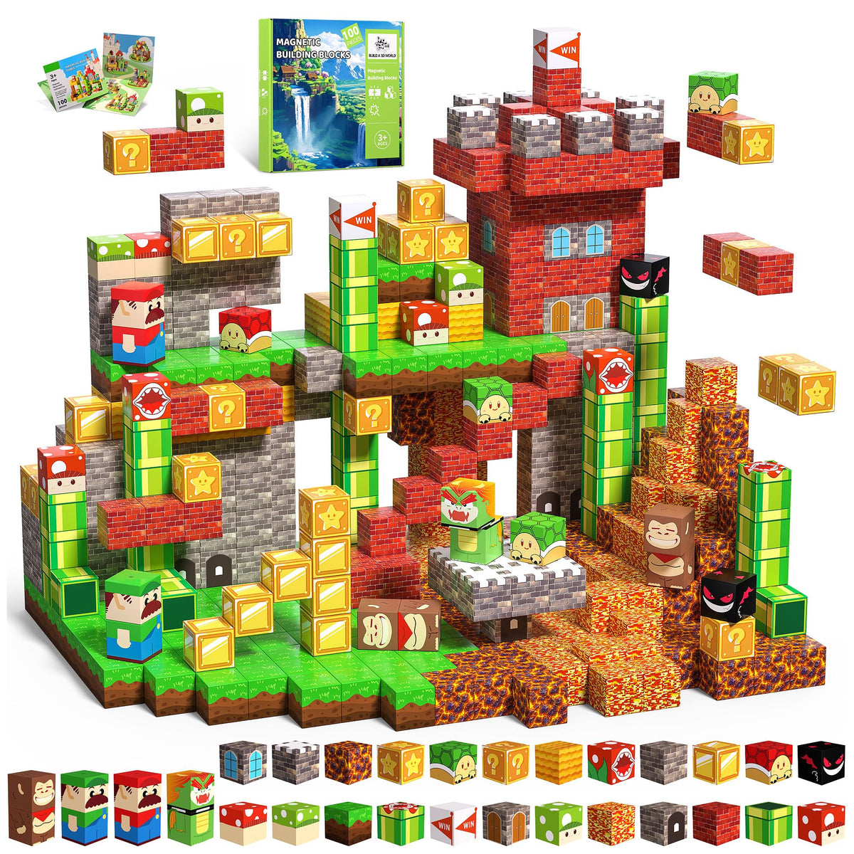 SSAWER magnetic blocks kit in bright colors enabling open-ended play