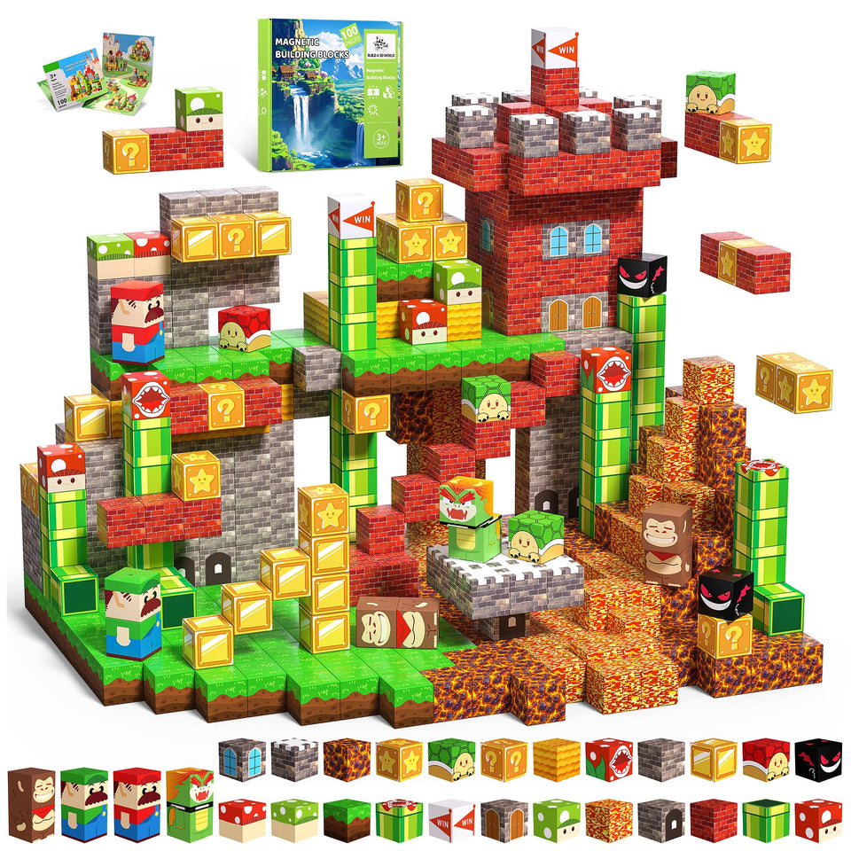 SSAWER magnetic blocks kit in bright colors enabling open-ended play