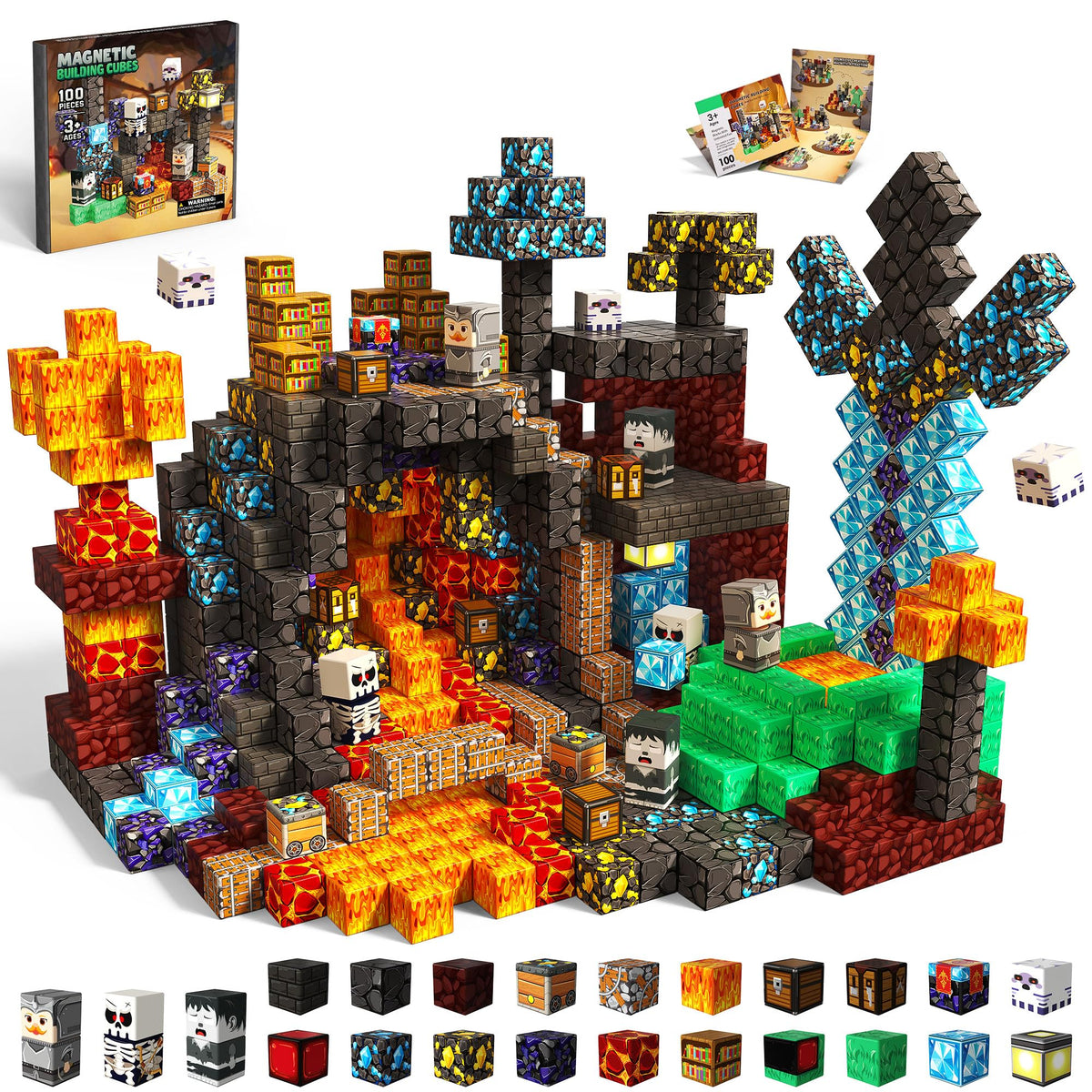 SSAWER magnetic blocks 100pcs set for versatile creative play and STEM learning