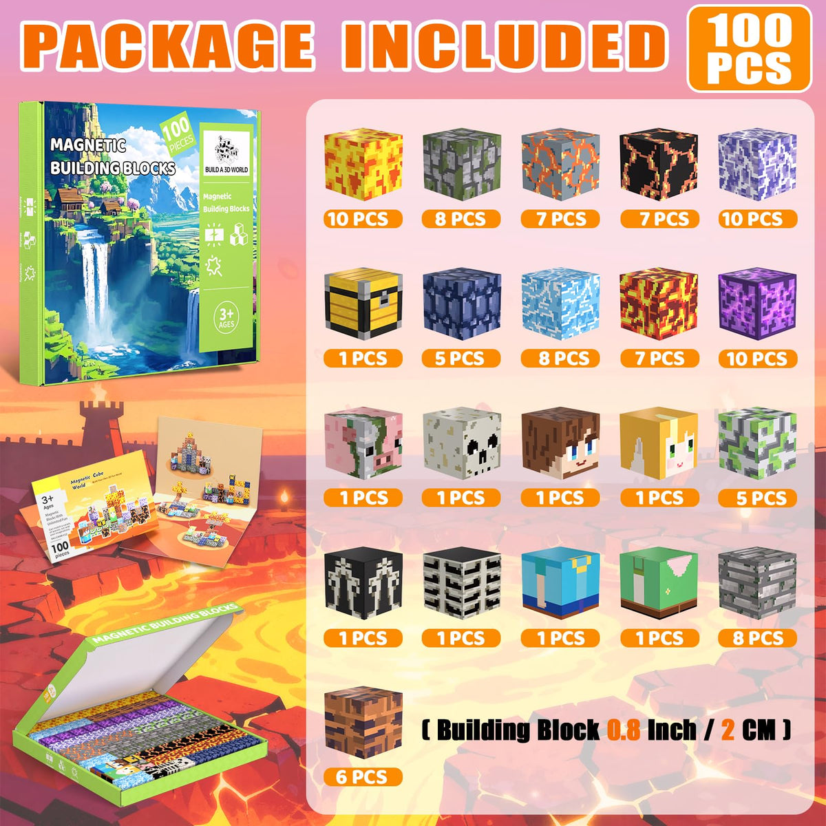 SSAWER Magnetic Blocks 21 designs closeup shows colorful shapes for STEM exploration.