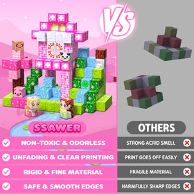 SSAWER Magnetic Blocks with 8 magnetic contacts provide strong connections for sturdy constructions.