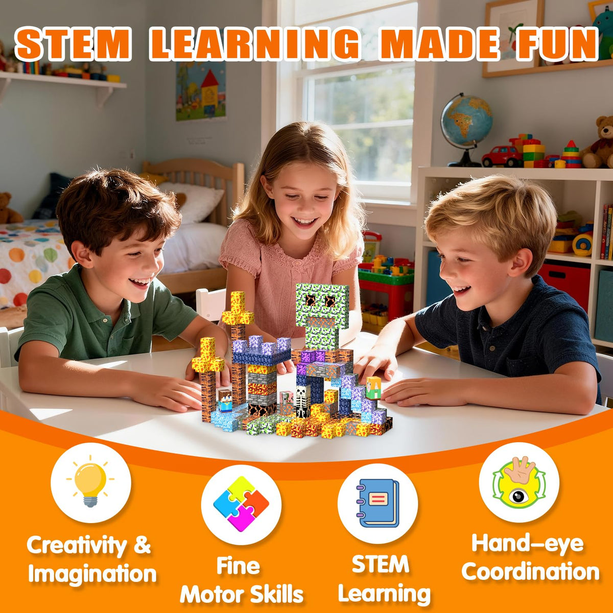 SSAWER Magnetic Blocks parent-child play scene supports bonding and cooperative building.