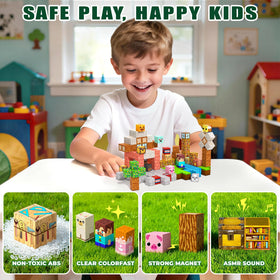 SSAWER magnetic blocks color splash attracts attention and promotes fine motor skills.
