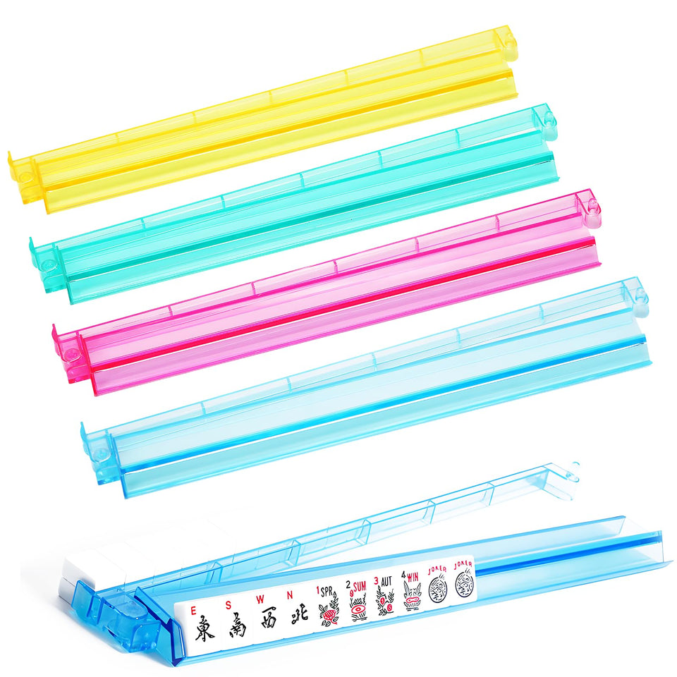 SSFUN clear acrylic mahjong rack and pusher set in multi-color four-pack for organized play