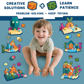 SSKIDSTOYS interlocking magnetic tiles let kids assemble designs with ease and versatility.