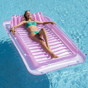 SLLAK inflatable pool float large 85x57 with headrest for two adults.