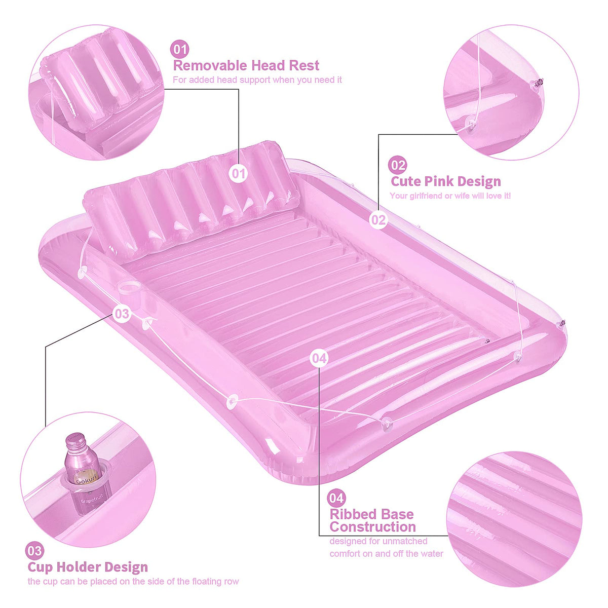 SLLAK pool float side pockets keep drinks and snacks handy.