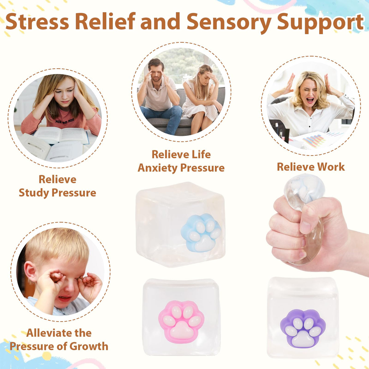 Ssqauvig fidget toy aids focus and daily anxiety relief through squeezing