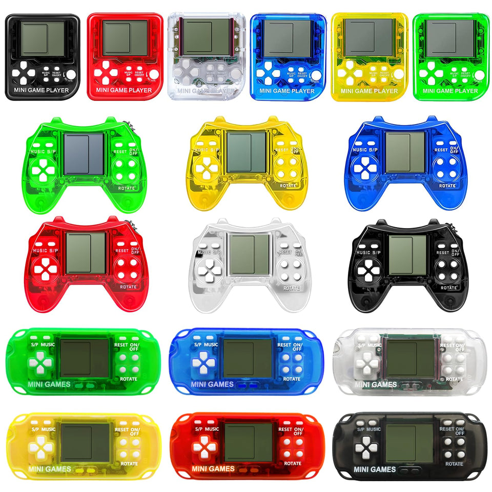 SSRMX arcade video game keychain, portable and colorful, ideal as a party favor.