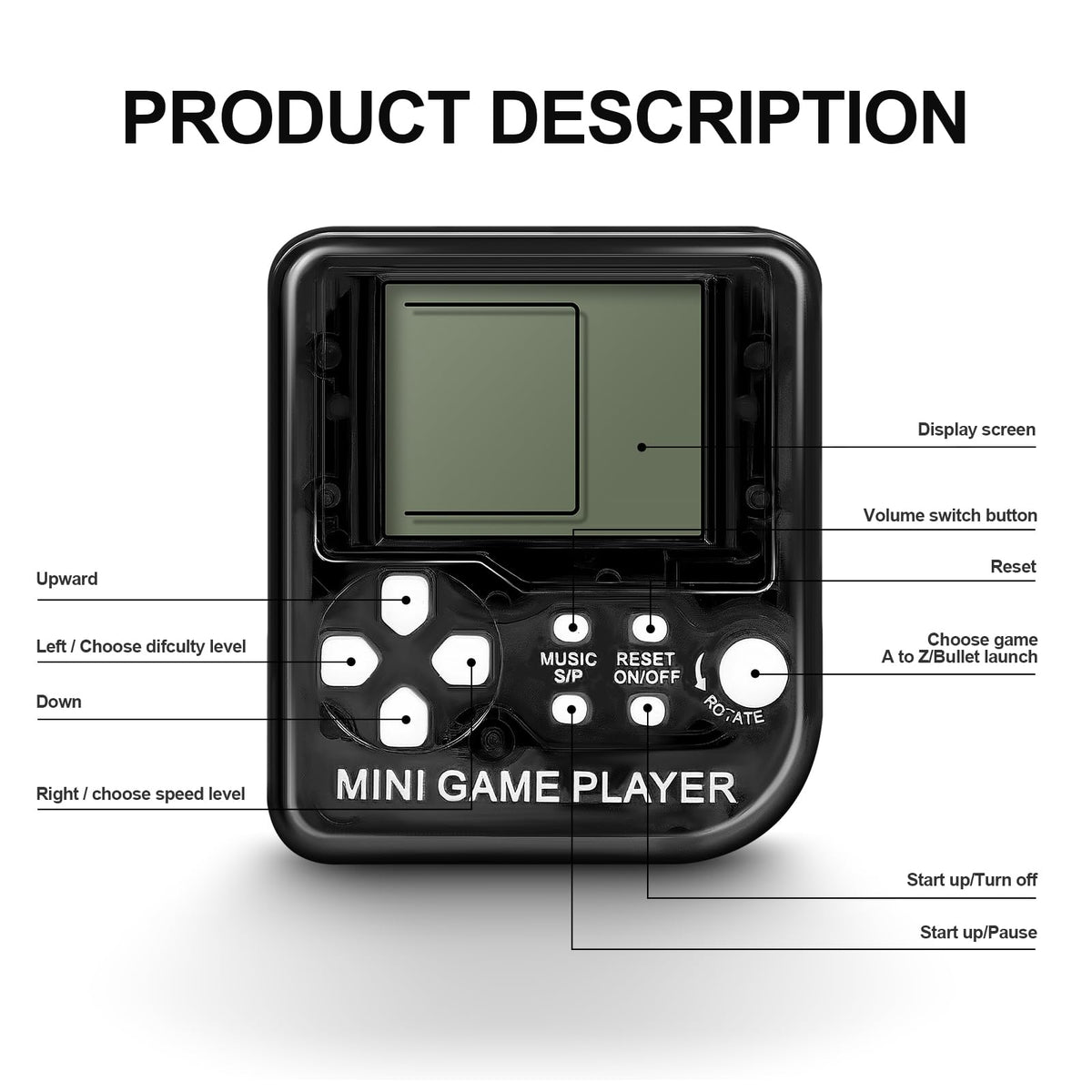 SSRMX mini game console keychain, retro-inspired and ready for on-the-go play.