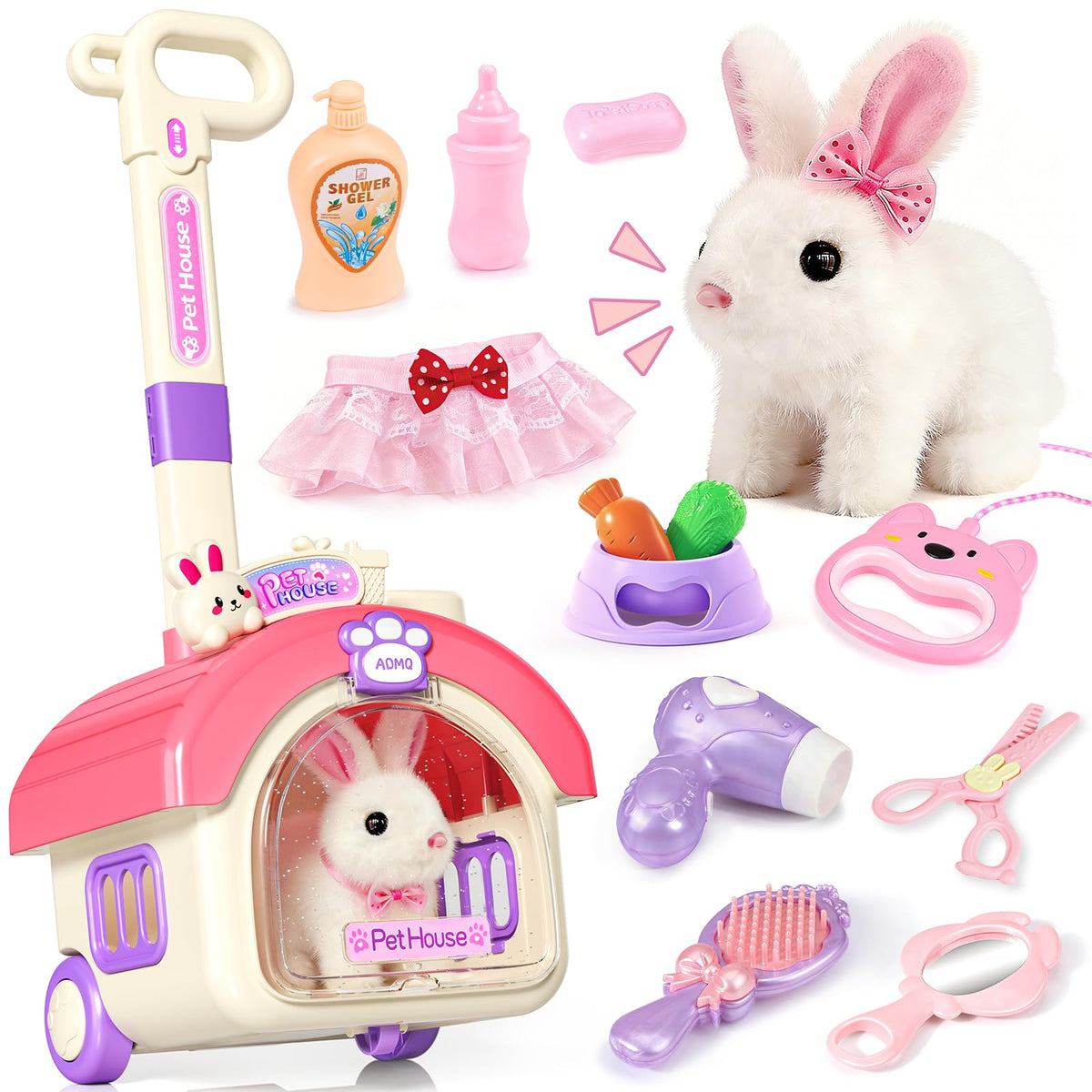 STACTCUTE 23-piece bunny set walking bunny image for interactive pretend play
